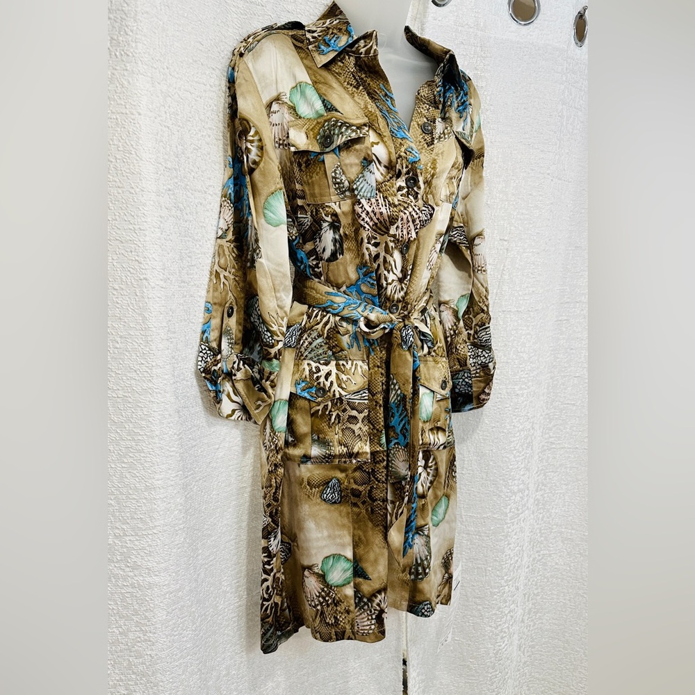Gorgeous HTF Vintage Cache Shirt Dress NWT 8 M Beach Print Reef Seashell Animal - Picture 4 of 11